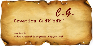 Czvetics Győző névjegykártya